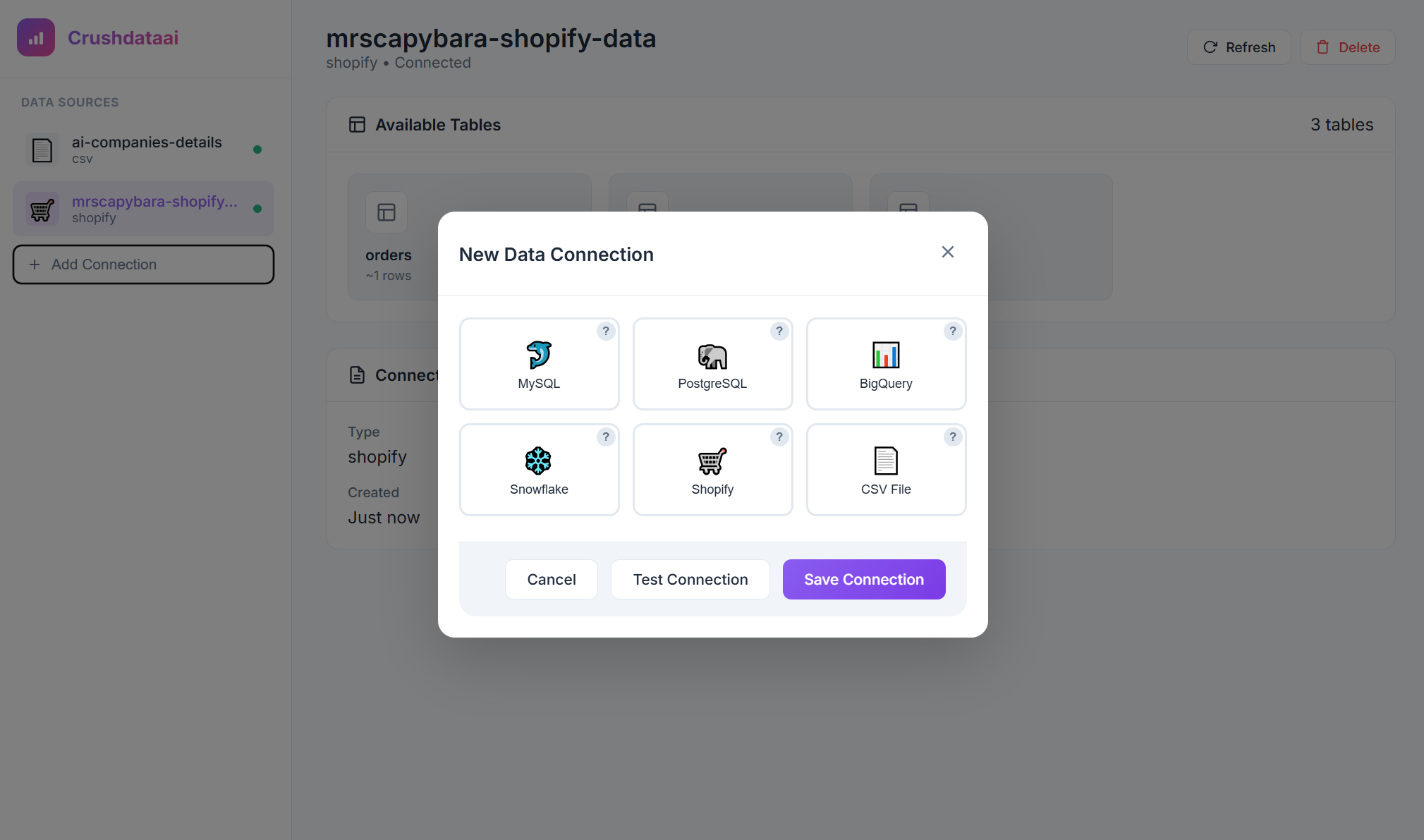 Data Source Connection UI